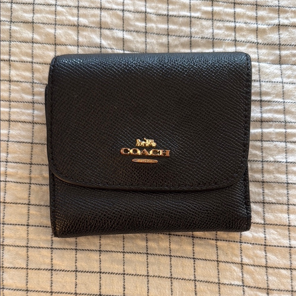 Coach Black Leather Tri-Fold Wallet